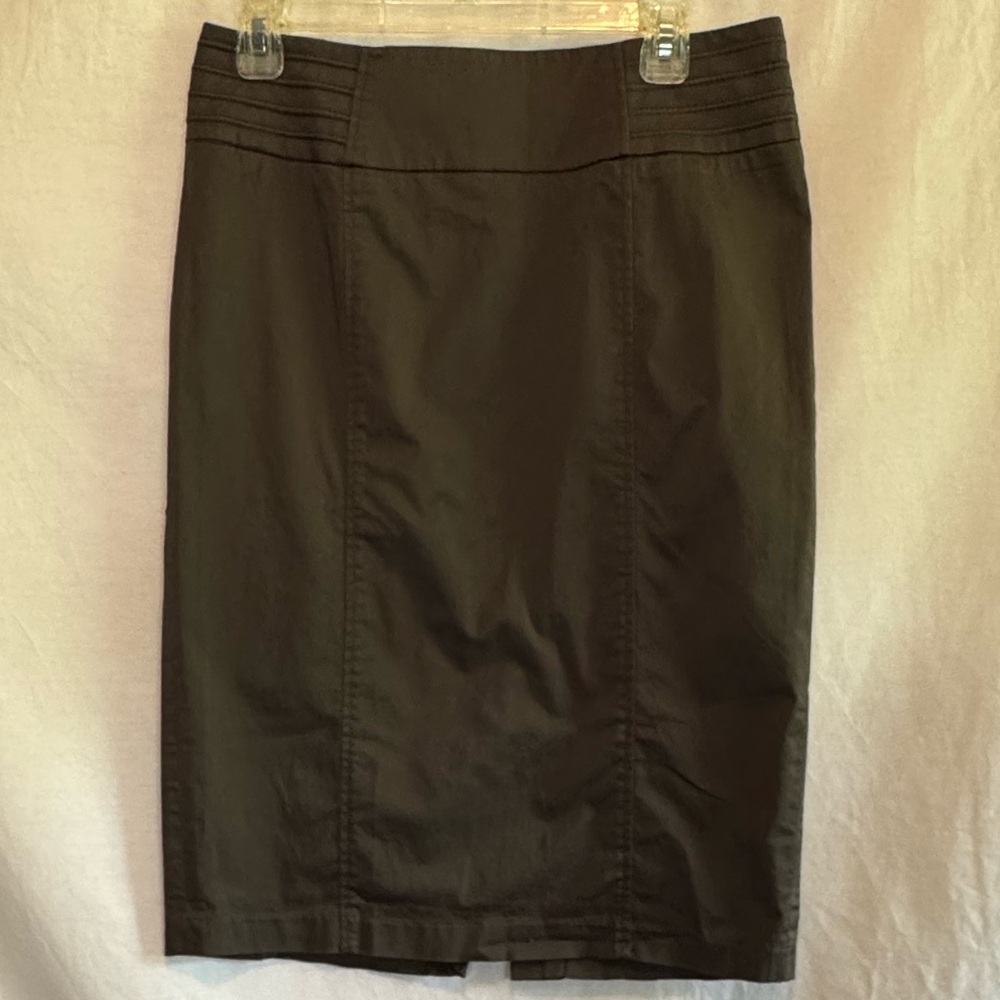 F-189 Willi Smith Brown Pleated Detail MIDI Skirt Size 8